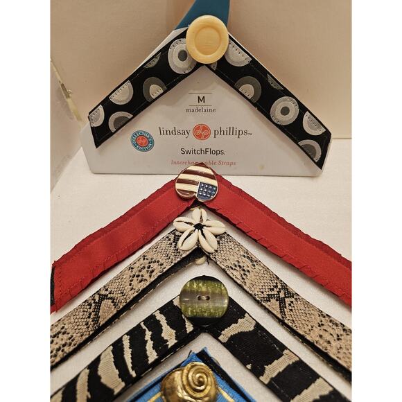 Switchflops Straps Lindsay Phillips Sz M Animal Print Patriotic Shell Lot Of 8 - Picture 3 of 7